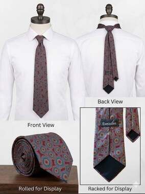 Executive Men's Geometric Pattern Silk Necktie Red Blue